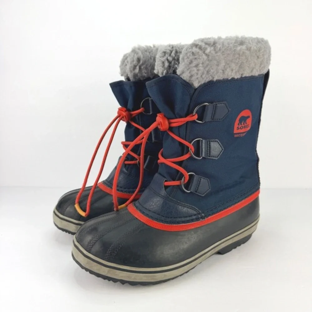 Sorel Yoot Pac 2 Size 5 Waterproof Navy Blue‎ Red Kids Snow Winter Boots Outdoor